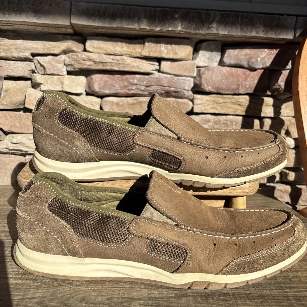 Clarks Mens Loafers 14 M Brown Suede Leather Slip On Comfort Casual Shoes - Picture 6 of 12
